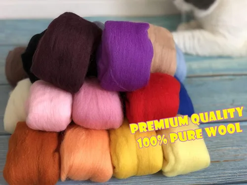 Vista 7 de T.F GHG Hilo de lana para fieltro de aguja, juego de 8 colores, 15 G/color, total 4.23 onzas, 100% lana natural, fibra de lana para hilo de fieltro