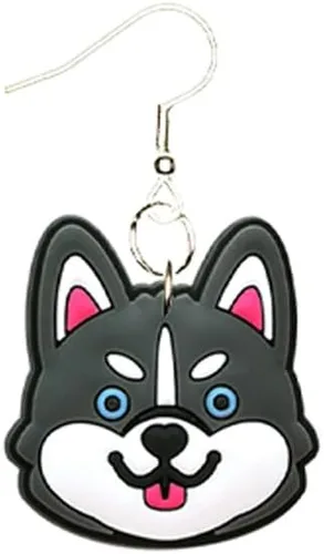 Vista 2 de Aretes de Husky Siberiano, hipoalergénicos, chapados en plata, anzuelos Yazzle Dazzle Woof Bark Puppy Dog Pup, Varios, sin tipo de gema