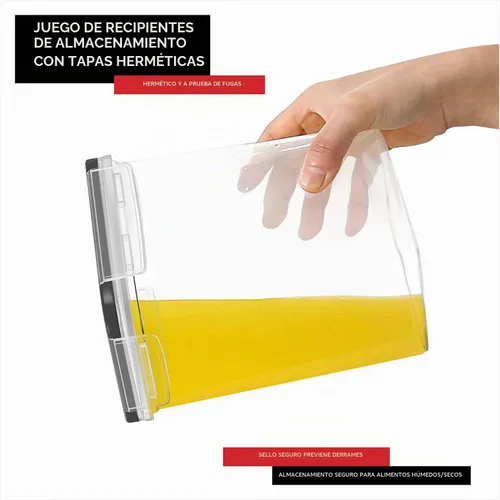 Vista 5 de DWËLLZA KITCHEN Juego de recipientes herméticos para almacenamiento de alimentos, 8 piezas, 1.4 litros, recipientes de almacenamiento de plástico