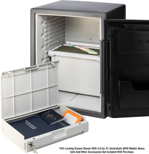 Vista 3 de SentrySafe - Cajón de bloqueo de plástico blanco para cajas fuertes ignífugas e impermeables SFW205, accesorio de estante multiposicional para cajas