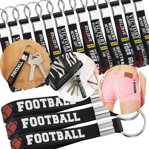 Vista 3 de Junkin 24 piezas de regalos de fiesta de fútbol de silicona llaveros de regalo de noche para adultos mayores, accesorios de fiesta