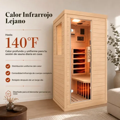 Vista 2 de Sala de sauna de infrarrojo lejano de 1350W para el hogar, sauna de madera canadiense de Hemlock de calentamiento rápido bajo EMF, luz de sauna que