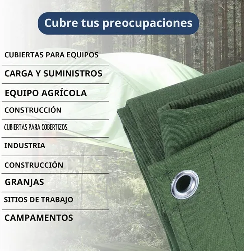 Vista 6 de Lonas de Lona de 5'x7' Pies de Servicio Pesado Impermeables con Ojales de Aluminio, Resistentes a los Rayos UV, Tela Multiusos de 22Mil, Hoja