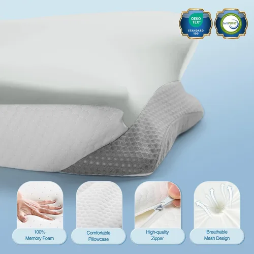 Vista 2 de Almohada cervical ergonómica de espuma viscoelástica Gris