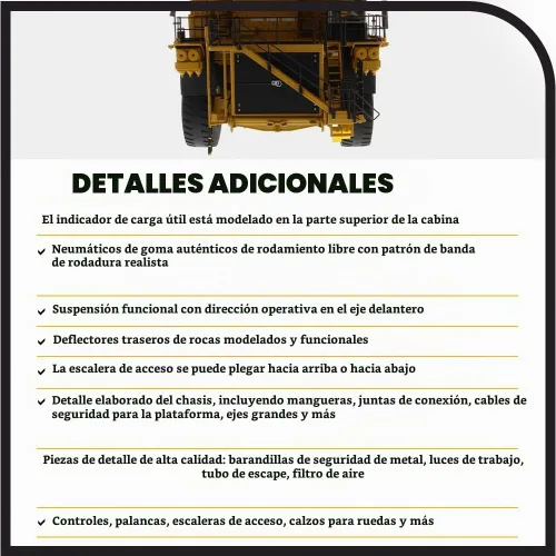 Vista 6 de Camión minero Caterpillar 798 AC 1:50 - Diecast Masters - 85671 - Serie High Line