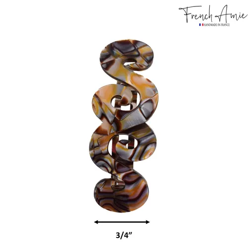 Vista 6 de French Amie Swirls Onyx - Pasador de pelo hecho a mano con cierre de plata para mujeres y niñas, hecho en Francia, 3 pulgadas, color gris plateado