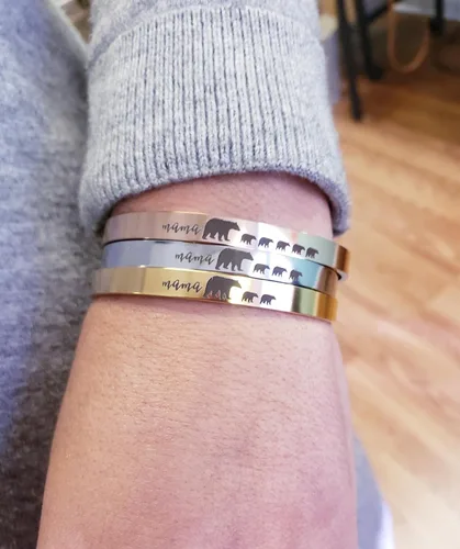 Vista 4 de Mama Bear Cuff Bracelet Mother's Day Gift
