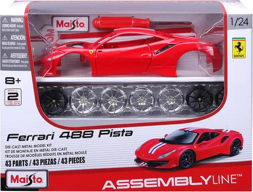 Vista 3 de Maisto 1:24 Línea de montaje Ferrari 488 Pista - Rojo
