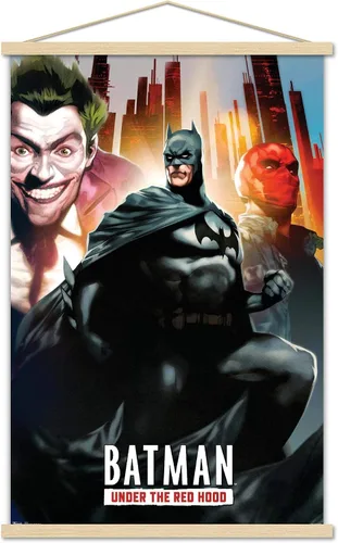 Vista 16 de Trends International DC Comics - Póster de pared de Batman con capucha roja, 14.725 x 22.375 pulgadas, versión enmarcada de madera de granero
