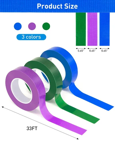 Vista 3 de 3 rollos de cinta adhesiva de color, tubería de agua multiusos impermeable, codificación de colores, cinta multifuncional para manualidades y arte