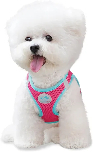 Vista 8 de PHOEPET Arnés para perro, arnés reflectante ajustable para perro, chaqueta suave para caminar para mascotas con 2 ganchos de metal para correa