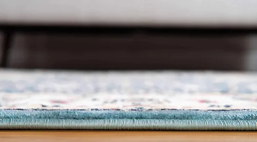 Vista 4 de Unique Loom Narenj Collection - Alfombra clásica con diseño de patrón texturizado tradicional, rectangular, 3 x 5 pies y 1 pulgada, azul/beige