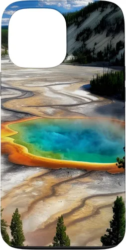 Vista 23 de Funda de vacaciones de verano para iPhone 16 Yellowstone National Park Rainbow geysers