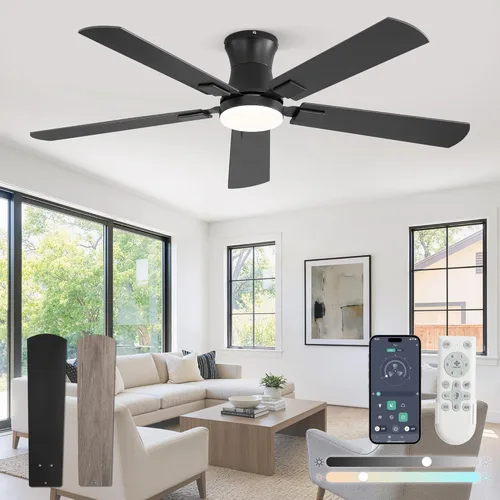 Vista 9 de Fanbulous Ventilador de techo de 42 pulgadas con luz, perfil bajo Negro