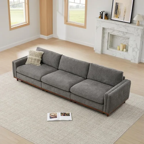 Vista 26 de CHITA 118" Sofá Modular Seccional Convertible de Lujo Super Grande en Forma de L, Sofá Moderno Relleno de Plumón Certificado FSC, Sofá de Nube