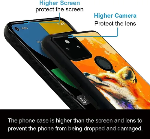 Vista 1244 de Compatible con Google Pixel 4A 5G Mobile Case Creative Acrylic Panel trasero Silicona Protección Grip especialmente diseñado para Google Pixel 4A 5G