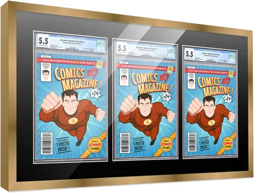 Vista 125 de Poster Palooza Marco de cómics con paspartú para 1 cómic de grado CGC, CBCS o PGX, marco de cómic de bronce para cómic de 8.125 x 13 pulgadas