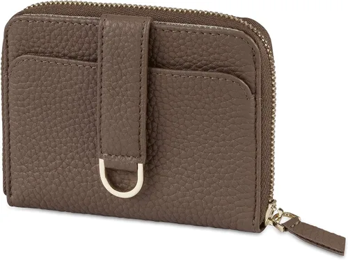 Vista 13 de Vaultskin Cartera pequeña para mujer, tarjetero de cuero con bloqueo RFID con bolsillo para monedas con cremallera, bolsillo para efectivo