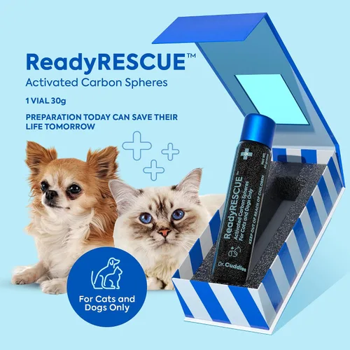 Vista 8 de Dr. Cuddles ReadyRESCUE – Carbón Activado de Nueva Generación para Perros y Gatos, 30g - Desintoxicación de Toxinas de Grado Veterinario - Botiquín