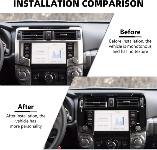 Vista 2 de RAZPOY Borde para panel de navegación, cubierta de tablero GPS para consola central compatible con Toyota 4Runner 2020-2023, color negro Fibra
