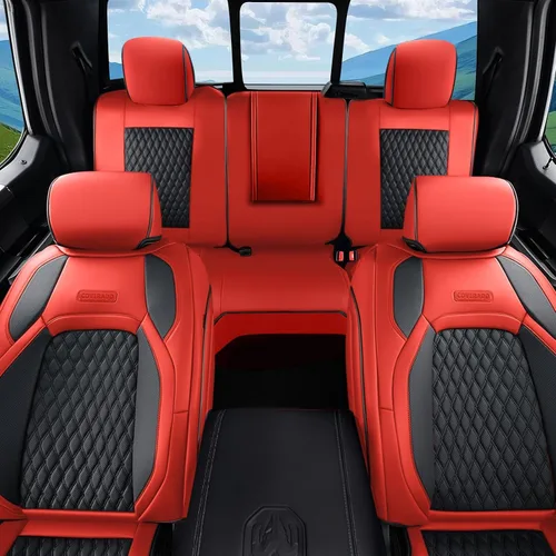 Vista 43 de Coverado Juego completo de fundas de asiento de ajuste personalizado para Chevy Silverado/GMC Sierra 2014-2018 1500, 2015-2019 2500HD 3500HD Negro