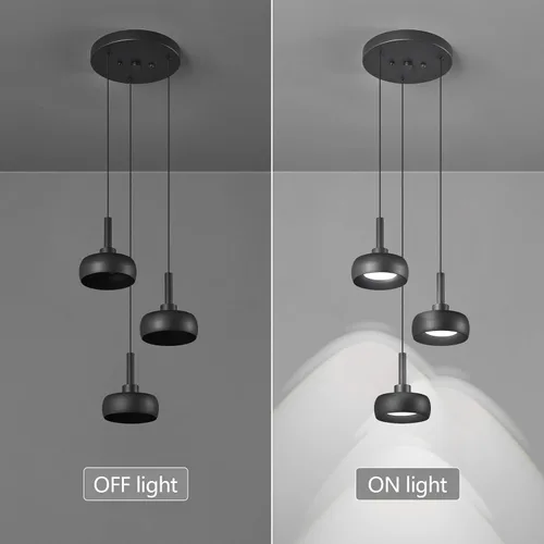 Vista 8 de Modernas lámparas colgantes negras para isla de cocina, mini cúpula, lámpara colgante para dormitorio, sala de estar, comedor, bar (3 luces)