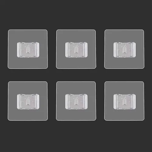 Vista 5 de 6 piezas de 2.8 cm Adhesivo rectangular para estante de ducha, pegatinas de reemplazo transparentes autoadhesivas cuadradas sin perforación para 2.8