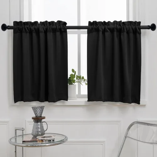 Vista 51 de Pickluc Cortina opaca de cocina de 20 pulgadas de largo, con bolsillo para barra, cortinas para ventanas pequeñas en sala de estar, sótano Beige