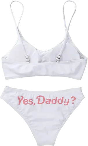 Vista 6 de Renvena Yes Daddy Conjunto de lencería anime Cosplay ropa interior sujetador y panty traje de baño para mujer adulto adolescente niña