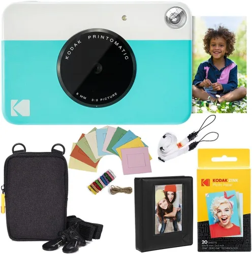 Vista 8 de Kodak Printomatic - Paquete de cámara instantánea (20 hojas), papel Zink (negro) - Estuche - Álbum de fotos - Marcos para colgar.