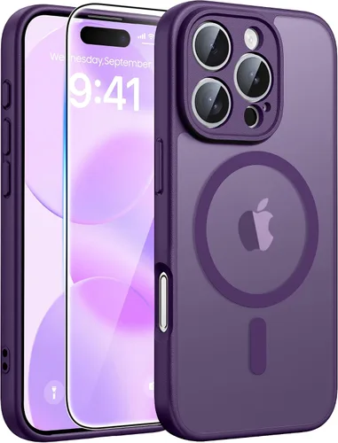 Vista 299 de FNTCASE - Funda para iPhone 16 Pro: magnética, mate, translúcida, de grado militar, protectora contra caídas, resistente, fina, duradera y a prueba