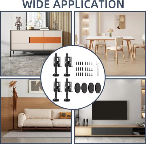 Vista 7 de Paquete de 4 patas niveladoras ajustables resistentes – niveladores de muebles para banco de trabajo, mesa, armario, armario