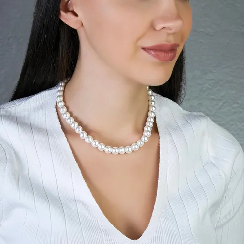 Vista 3 de Collares con colgante de perlas para mujer, chapado en oro de 18 quilates, collar de cadena de perlas en capas