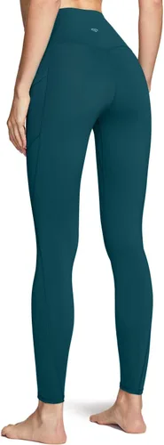 Vista 2 de TSLA - Pantalones de yoga con control de abdomen para mujer, leggings con cintura alta y prácticos bolsillos para correr, entrenamientos y practicar