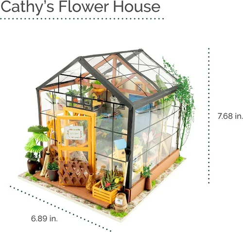 Vista 3 de Hands Craft Kit de casa de muñecas en miniatura de Cathy's Flower House modelo 3D edificio de casa pequeña con luces LED, piezas prefabricadas