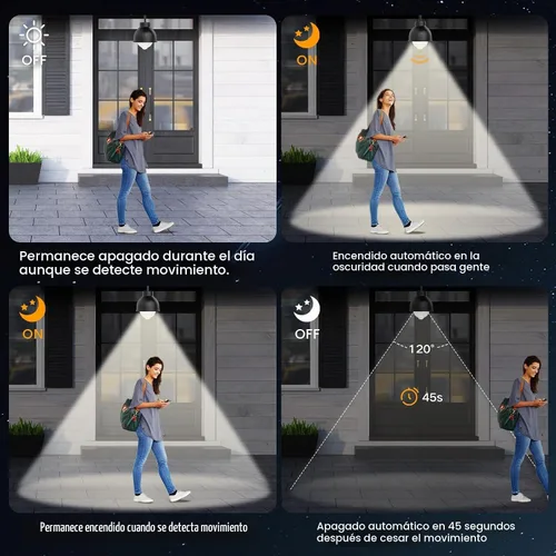 Vista 2 de Bombillas con sensor de movimiento, 13 W (equivalente a 100 W) detector de movimiento activado automáticamente desde el atardecer hasta el amanecer