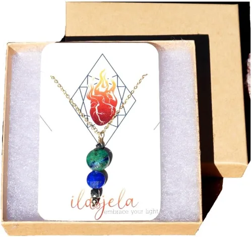 Vista 13 de I AM SERIES - Collar de piedras preciosas genuinas y metal semiprecioso