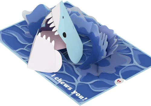 Vista 5 de Lovepop Tarjeta desplegable de amor para ella y él – Tarjetas de felicitación 3D para niños, niñas, hombres y mujeres – I Chews You Shark – Tarjeta