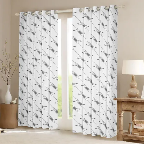 Vista 2 de Feelyou Cortinas de lago para dormitorio, sala de estar para niños, decoración de casa de lago, cortinas opacas (2 paneles, 38 x 45 pulgadas), Multi