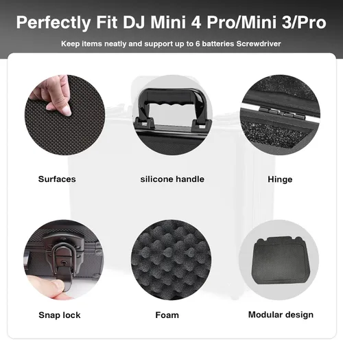 Vista 7 de Funda rígida para DJI Mini 4 Pro/Mini 3/Pro, impermeable, a prueba