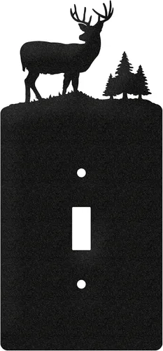 Vista 9 de SWEN Products Deer Wildlife - Cubierta para placa de pared (interruptor doble, negro)