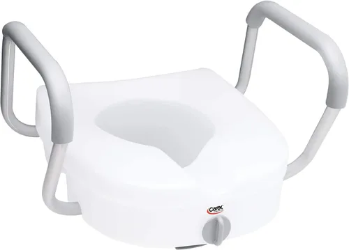 Vista 7 de Carex E-Z Lock - Asiento de inodoro elevado con asas, elevador de asiento de inodoro de 5 pulgadas con brazos, asiento de inodoro elevado