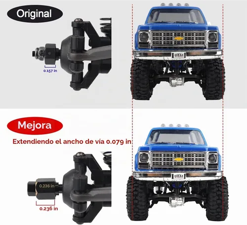Vista 3 de HobbyPark Extensión hexagonal de latón para piezas de actualización TRX4M, extensores de cubos hexagonales de rueda extendida, espaciadores