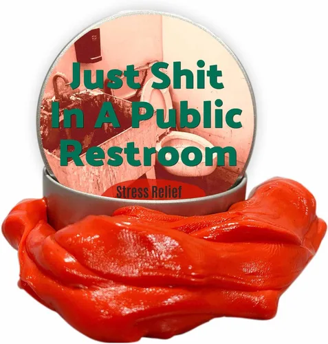 Vista 3 de Just Sh*t in a Public Restroom Stress Putty – Divertida broma de baño – Masilla de terapia novedosa para los amantes de los viajes – Rojo, juguete
