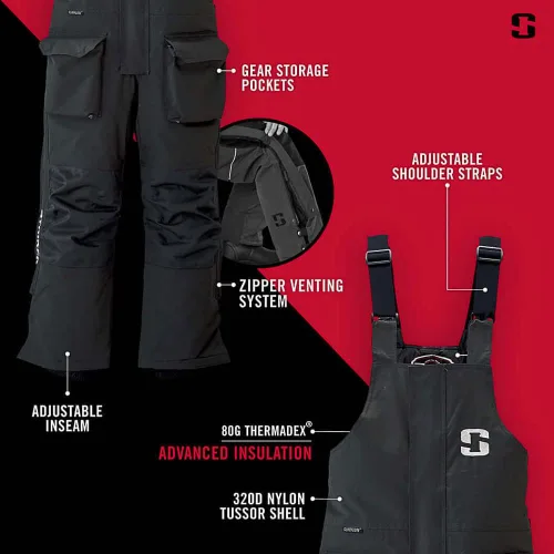 Vista 3 de Striker Youth Prdator Durable Windproof Water-Resistant Outdoor Ice Fishing Bib with Sureflote Flotation Technology