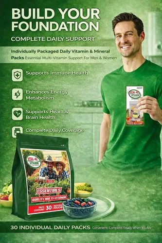 Vista 3 de VITAL 4U® Vitamin Essentials - Multivitamínico diario para hombres y mujeres, apoyo inmunológico, fórmula multimineral, 30 porciones