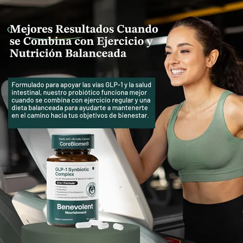 Vista 8 de Benevolent Natural GLP-1 Suplemento probióticos para la salud intestinal, 60 cápsulas 5-in-1 Synbiotic with Akkermansia, MetSyn®, Chromax® &