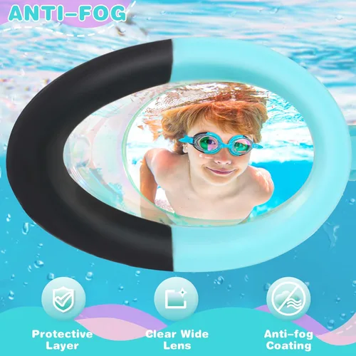 Vista 3 de Water Space Gafas de natación para niños, paquete de 2 gafas de natación para niños y niñas de 3 a 15 años, visión clara, protección UV antivaho sin