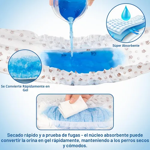 Vista 3 de Pet Soft Pañales desechables para perros machos, con indicador de humedad, ultra absorbentes, cómodos para incontinencia micción excitable, 50