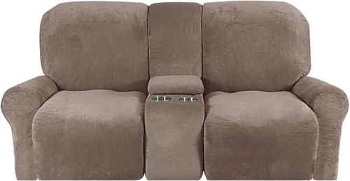 Vista 15 de Funda reclinable de terciopelo para sofá biplaza con consola central, fundas elásticas para sillas reclinables, funda suave para consola central